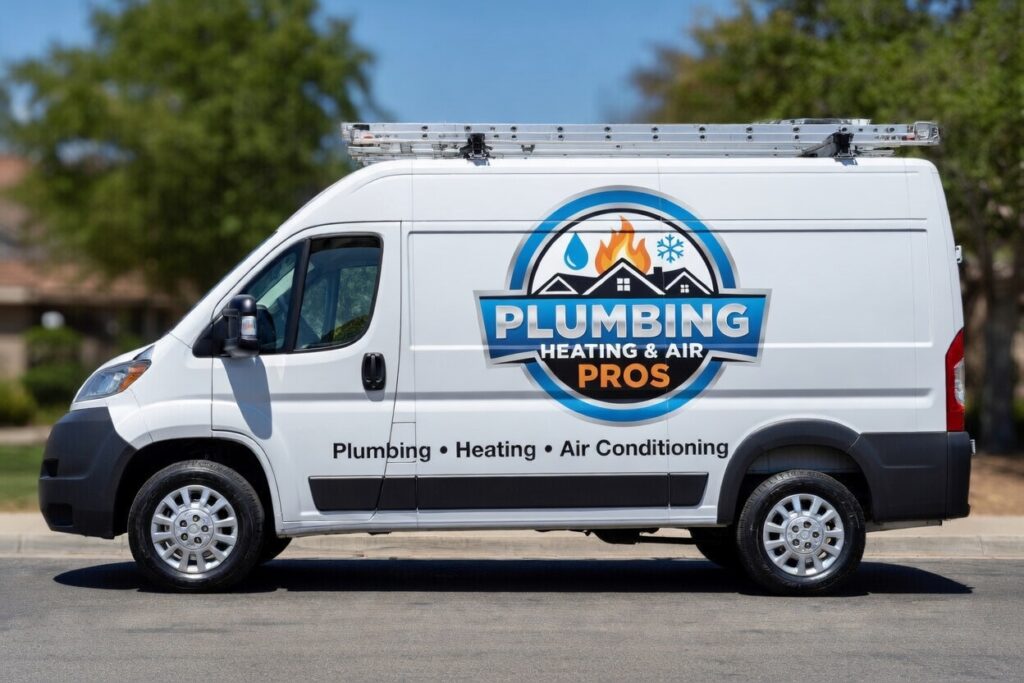 Local plumbing heating and air service van serving North Highlands